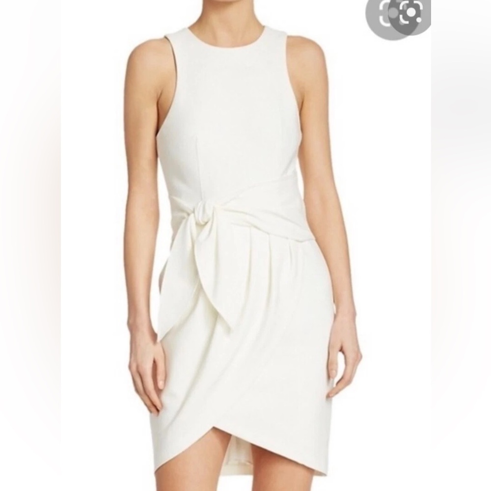 Cinq a Sept Cassaleigh Tie-Waist Sleeveless Ivory Dress Size 4 Wedding Cocktail